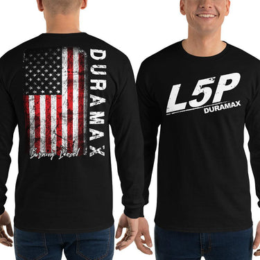 l5p duramax long-sleeve shirt modeled in black